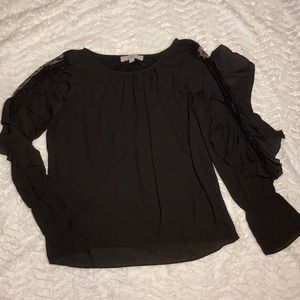 CLOSING SALE Ruffle Top w/ Sheer Polka Dots